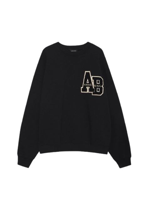 miles letterman sweatshirt black ANINE BING | A-08-10074BLK1